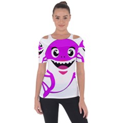 Purple Shark Fish Shoulder Cut Out Short Sleeve Top by Semog4