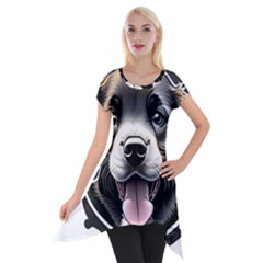 Dog Animal Puppy Pooch Pet Short Sleeve Side Drop Tunic by Semog4