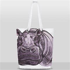 Hippopotamus Animal Wildlife Hippo Full Print Rope Handle Tote (small) by Semog4