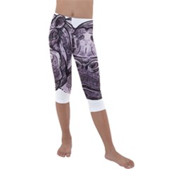 Hippopotamus Animal Wildlife Hippo Kids  Lightweight Velour Capri Leggings  by Semog4