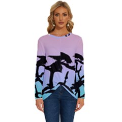 Birds Bird Vultures Tree Branches Long Sleeve Crew Neck Pullover Top by Semog4