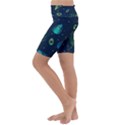 Blue Background Pattern Feather Peacock Kids  Lightweight Velour Cropped Yoga Leggings View2