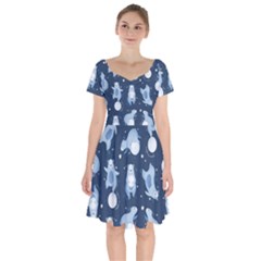 Bear Pattern Patterns Planet Animals Short Sleeve Bardot Dress by Semog4