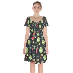 Watermelon Berries Patterns Pattern Short Sleeve Bardot Dress by Semog4