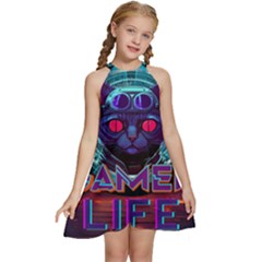 Gamer Life Kids  Halter Collar Waist Tie Chiffon Dress by minxprints