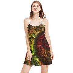 Green And Red Lights Wallpaper Fractal Digital Art Artwork Summer Frill Dress by Semog4