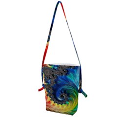 Colorful Digital Art Fractal Design Folding Shoulder Bag by Semog4