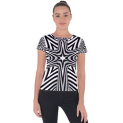 Fractal Star Mandala Black And White Short Sleeve Sports Top  by Semog4