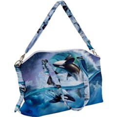 Orca Wave Water Underwater Sky Canvas Crossbody Bag by Semog4