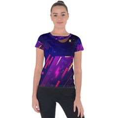 Colorful Abstract Background Creative Digital Art Colorful Geometric Artwork Short Sleeve Sports Top  by Semog4