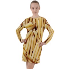 Pasta-79 Long Sleeve Hoodie Dress by nateshop