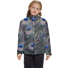 Peacock Feathers Peacock Bird Feathers Kids  Puffer Bubble Jacket Coat by Jancukart