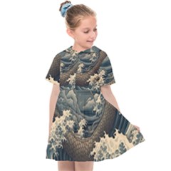 Sea Dragon Kanagawa Sea Monster Kids  Sailor Dress by Jancukart