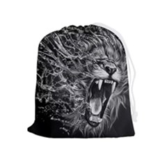 Lion Furious Abstract Desing Furious Drawstring Pouch (xl) by Jancukart