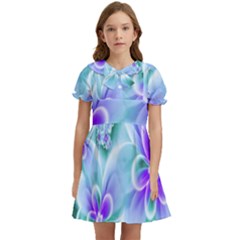 Abstract Flowers Flower Abstract Kids  Bow Tie Puff Sleeve Dress by Jancukart