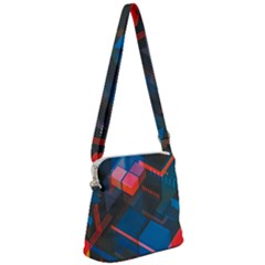 Minimalist Abstract Shaping  Abstract Digital Art Zipper Messenger Bag by Jancukart