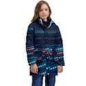 Orange Blue Dot Dots Lines Abstract Abstract Digital Art Kid s Hooded Longline Puffer Jacket View1