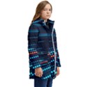 Orange Blue Dot Dots Lines Abstract Abstract Digital Art Kid s Hooded Longline Puffer Jacket View2