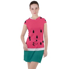 Watermelon Fruit Pattern Drawstring Hooded Dress by Semog4