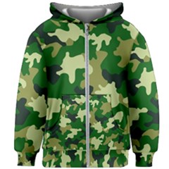 Green Military Background Camouflage Kids  Zipper Hoodie Without Drawstring by Semog4