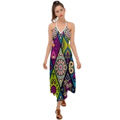 Ethnic Pattern Abstract Halter Tie Back Dress  by Semog4