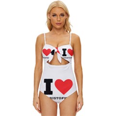 I Love Christopher  Knot Front One-piece Swimsuit by ilovewhateva