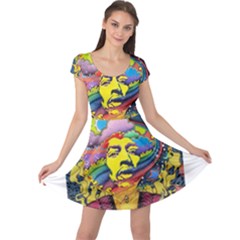 Psychedelic Rock Jimi Hendrix Cap Sleeve Dress by Semog4