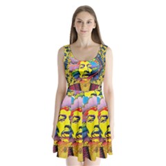 Psychedelic Rock Jimi Hendrix Split Back Mini Dress  by Semog4