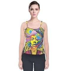 Psychedelic Rock Jimi Hendrix Velvet Spaghetti Strap Top by Semog4