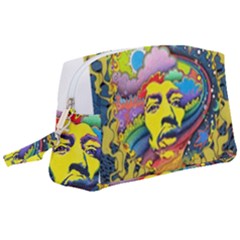 Psychedelic Rock Jimi Hendrix Wristlet Pouch Bag (large) by Semog4