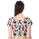 Cute Christmas Seamless Pattern Vector Short Sleeve Crop Top View2