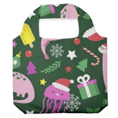 Colorful Funny Christmas Pattern Premium Foldable Grocery Recycle Bag by Semog4