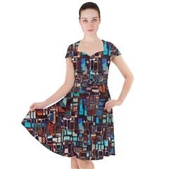 Stained Glass Mosaic Abstract Cap Sleeve Midi Dress by Semog4