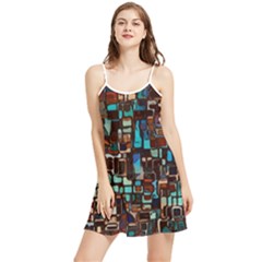 Stained Glass Mosaic Abstract Summer Frill Dress by Semog4