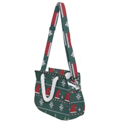 Beautiful Knitted Christmas Pattern Rope Handles Shoulder Strap Bag by Semog4