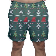 Beautiful Knitted Christmas Pattern Men s Shorts by Semog4