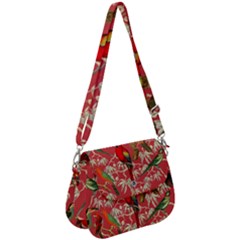 Vintage Tropical Birds Pattern In Pink Saddle Handbag by CCBoutique