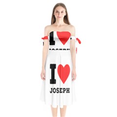 I Love Joseph Shoulder Tie Bardot Midi Dress by ilovewhateva