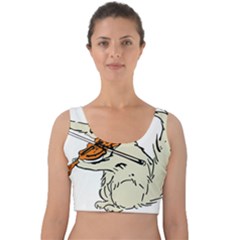 Cat Playing The Violin Art Velvet Crop Top by oldshool