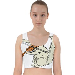 Cat Playing The Violin Art Velvet Racer Back Crop Top by oldshool