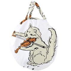 Cat Playing The Violin Art Giant Round Zipper Tote by oldshool