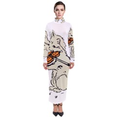 Cat Playing The Violin Art Turtleneck Maxi Dress by oldshool