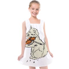 Cat Playing The Violin Art Kids  Cross Back Dress by oldshool
