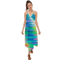 Wave Rainbow Bright Texture Halter Tie Back Dress  by Semog4