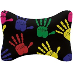 Handprints-hand-print-colourful Seat Head Rest Cushion by Semog4