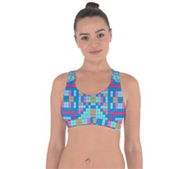 Checkerboard-squares-abstract Cross String Back Sports Bra by Semog4