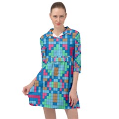 Checkerboard-squares-abstract Mini Skater Shirt Dress by Semog4