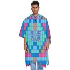 Checkerboard-squares-abstract Men s Hooded Rain Ponchos by Semog4