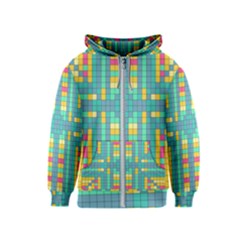 Checkerboard-squares-abstract- Kids  Zipper Hoodie by Semog4