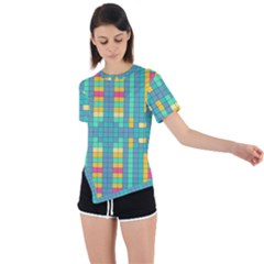 Checkerboard-squares-abstract- Asymmetrical Short Sleeve Sports Tee by Semog4